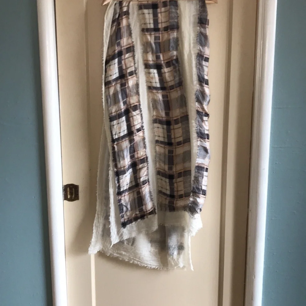 Silk plaid patchwork blanket scarf